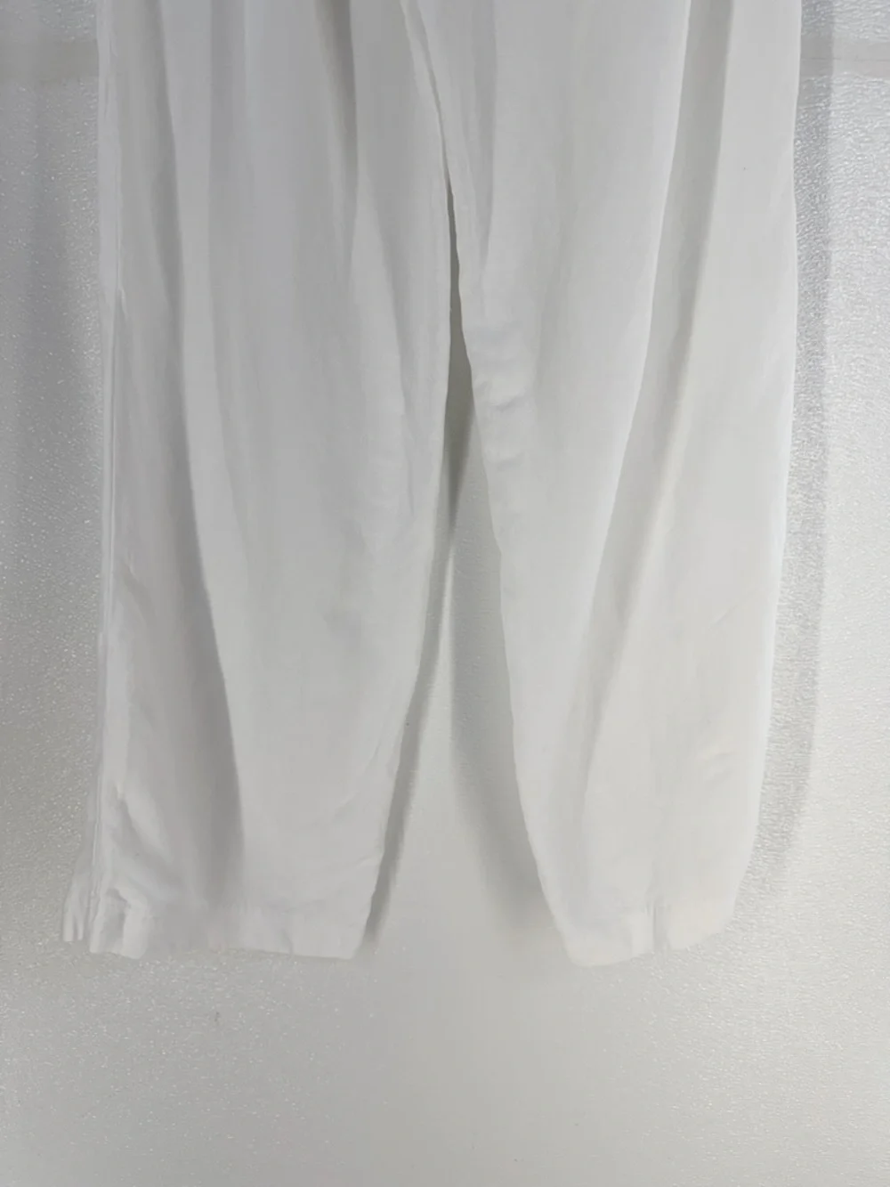 H&M Linen Blend White Wide Leg Pants Elastic Waist Size L